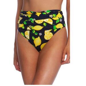 Trina Turk Lemon Love 4 Way Convertible High Rise Bikini Bottom sz 4 Mid